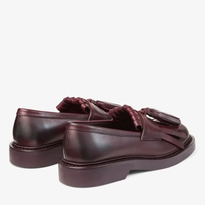 Buff Fringe Loafer Diep Merlot Loafers van gewaxt kalfsleer