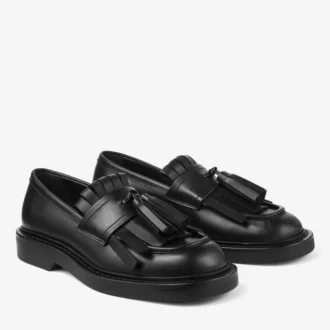 Buff Loafer met franjes Zwarte box-kalfsleren loafers