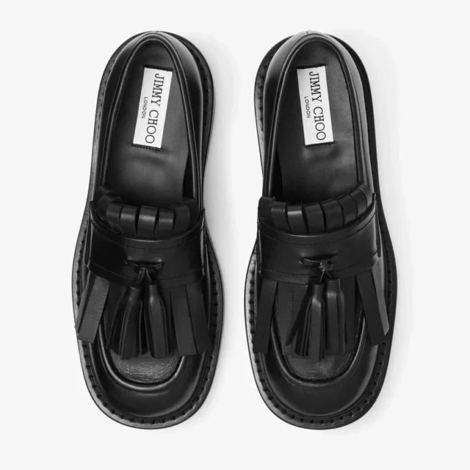 Buff Loafer met franjes Zwarte box-kalfsleren loafers