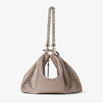 Callie-clutch van balletroze suède met diamantmotief en kristallen hotfix