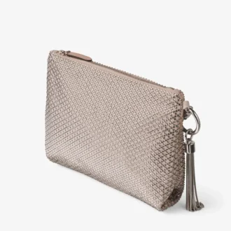 Callie-clutch van balletroze suède met diamantmotief en kristallen hotfix