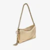 Callie schoudertas met klep van goudkleurig metallic leer