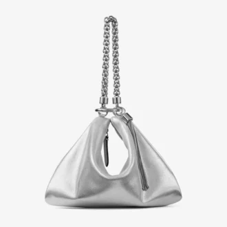 Callie zilverkleurige metallic leren clutch
