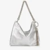 Callie zilverkleurige metallic leren clutch