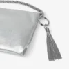 Callie zilverkleurige metallic leren clutch