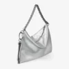 Callie zilverkleurige metallic leren clutch