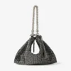 Callie zwarte clutch met Diamond-motief en kristallen hotfix op suède