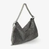 Callie zwarte clutch met Diamond-motief en kristallen hotfix op suède