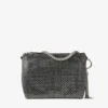 Callie zwarte clutch met Diamond-motief en kristallen hotfix op suède