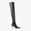 Camie overknee laars Zwarte laars van stretch nappa en spazzolato leer