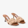 Chara 70 Tan leren en gehaakte raffia muilsandaal Chara 70 Tan leren en gehaakte raffia muilsandaal