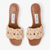 Chara 70 Tan leren en gehaakte raffia muilsandaal Chara 70 Tan leren en gehaakte raffia muilsandaal
