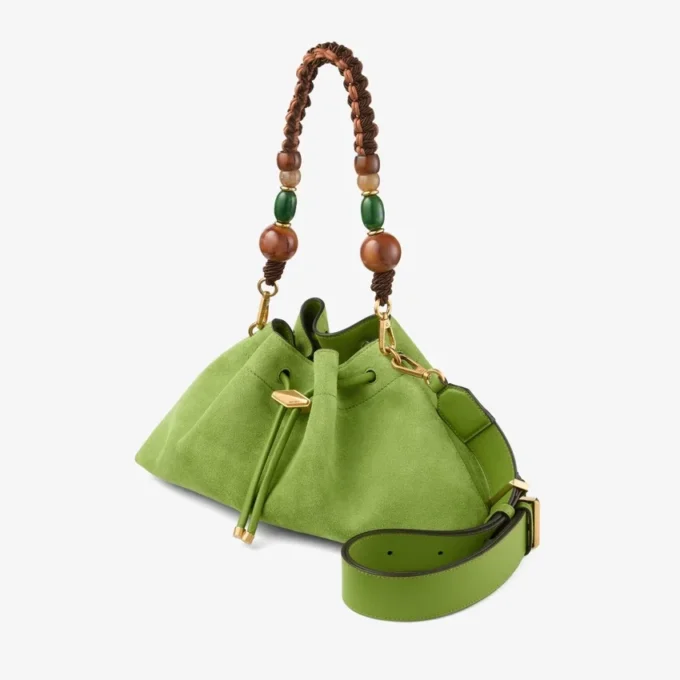 Cinch Medium Clover suède schoudertas met gevlochten kralenriem