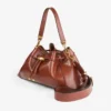 Cinch Medium Cognac Elaphe bedrukt leren schoudertas met biker-leren whipstitching
