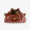 Cinch Medium Cognac Elaphe bedrukt leren schoudertas met biker-leren whipstitching