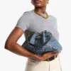Cinch Medium denim schoudertas met Sangallo-borduursel
