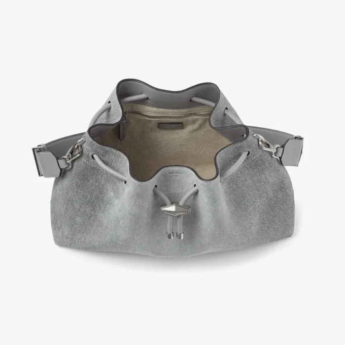 Cinch Medium Dove suède denim en glad kalfsleer schoudertas