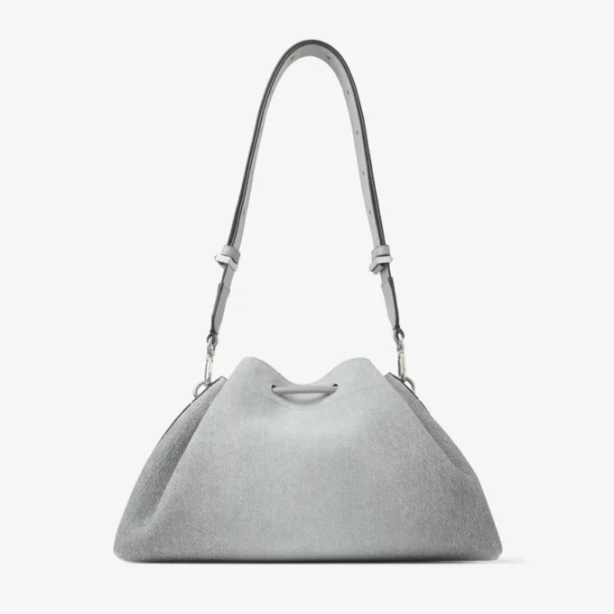 Cinch Medium Dove suède denim en glad kalfsleer schoudertas