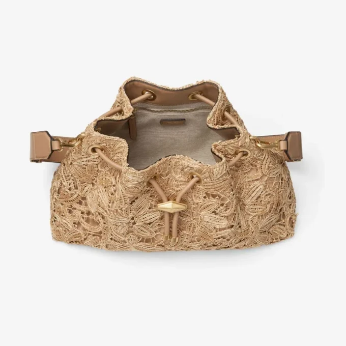 Cinch Medium natuurlijke bloem geweven raffia schoudertas