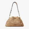 Cinch Medium natuurlijke bloem geweven raffia schoudertas