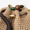 Cinch Medium natuurlijke en chocoladekleurige gehaakte raffia schoudertas met gevlochten riem