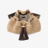 Cinch Medium natuurlijke en chocoladekleurige gehaakte raffia schoudertas met gevlochten riem