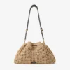 Cinch Medium natuurlijke en chocoladekleurige gehaakte raffia schoudertas met gevlochten riem