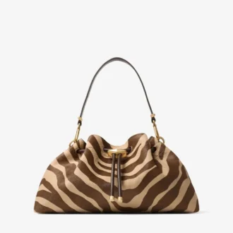 Cinch Medium natuurlijke pony-schoudertas met zebraprint