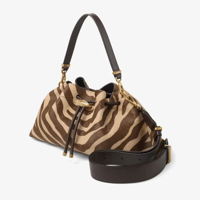 Cinch Medium natuurlijke pony-schoudertas met zebraprint