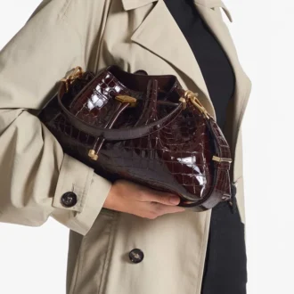 Cinch Medium Sambuco schoudertas van leer met krokodillenreliëf