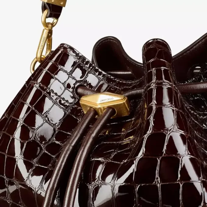 Cinch Medium Sambuco schoudertas van leer met krokodillenreliëf