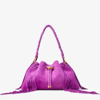 Cinch Medium Violet Orchid suède schoudertas met franjes