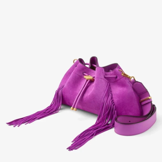 Cinch Medium Violet Orchid suède schoudertas met franjes