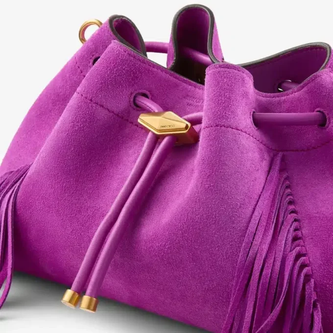 Cinch Medium Violet Orchid suède schoudertas met franjes
