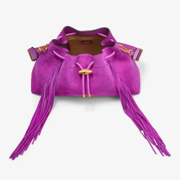 Cinch Medium Violet Orchid suède schoudertas met franjes
