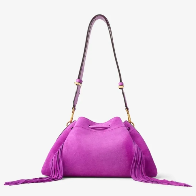 Cinch Medium Violet Orchid suède schoudertas met franjes