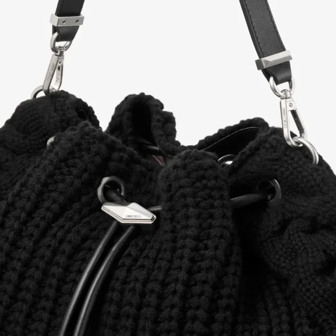 Cinch Medium zwarte gebreide wollen schoudertas