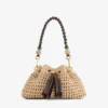 Cinch Small naturel en chocoladebruine gehaakte raffia schoudertas met gevlochten riem