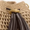 Cinch Small naturel en chocoladebruine gehaakte raffia schoudertas met gevlochten riem