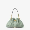 Cinch Small Verde jimmy choo schoudertas van geperforeerd leer met vetersluiting