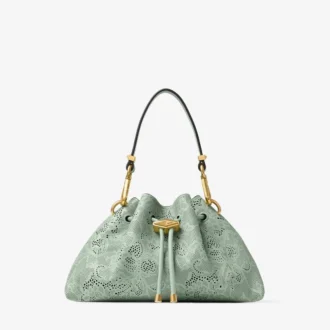 Cinch Small Verde jimmy choo schoudertas van geperforeerd leer met vetersluiting