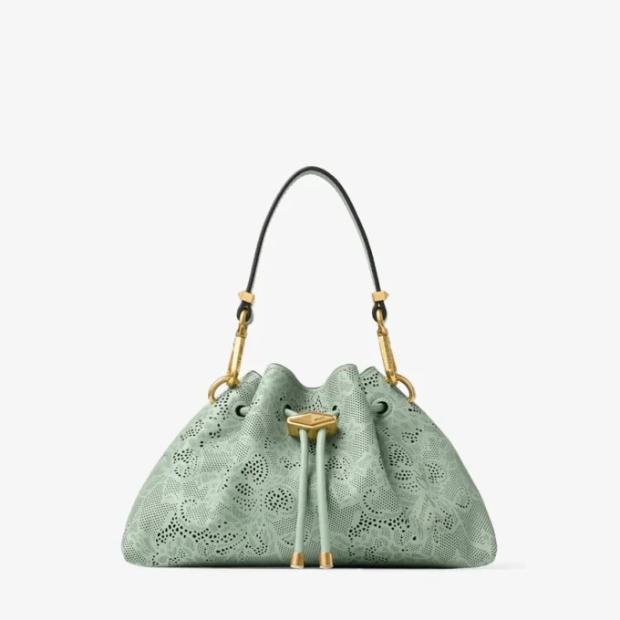 Cinch Small Verde jimmy choo schoudertas van geperforeerd leer met vetersluiting