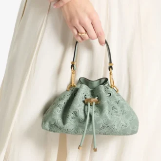 Cinch Small Verde jimmy choo schoudertas van geperforeerd leer met vetersluiting