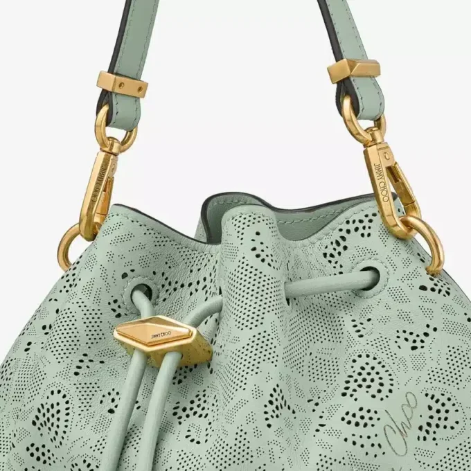 Cinch Small Verde jimmy choo schoudertas van geperforeerd leer met vetersluiting