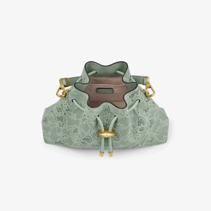 Cinch Small Verde jimmy choo schoudertas van geperforeerd leer met vetersluiting