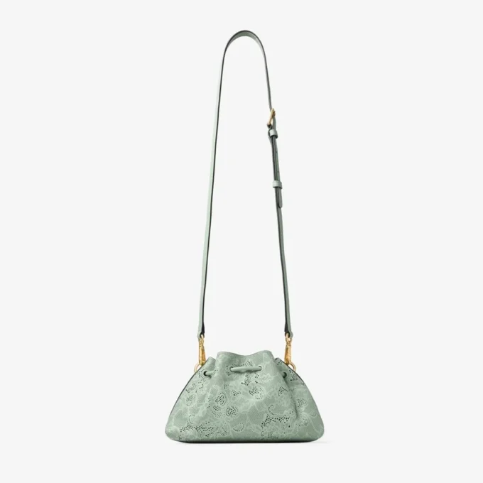 Cinch Small Verde jimmy choo schoudertas van geperforeerd leer met vetersluiting