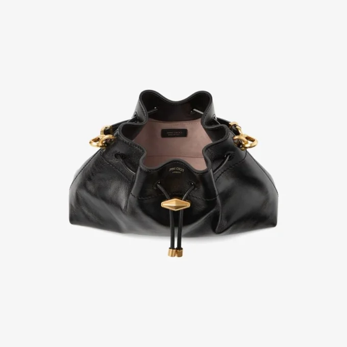 Cinch Small Zwarte zachte glanzende leren Biker-stijl schoudertas