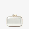 Cloud ivoorkleurige parelmoeren clutch met kristallen sluiting