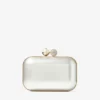 Cloud ivoorkleurige parelmoeren clutch met kristallen sluiting