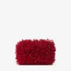 Cloud Ruby Red satijnen clutch met bloembladborduursel